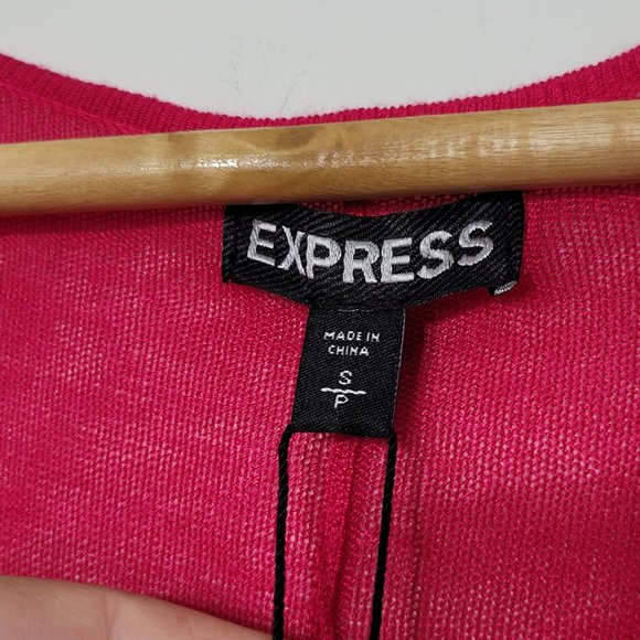 Express Drape Neck Bodycon Mini Dress Red 3/4 Sleeves Stretch Fitted New Small - Picture 3 of 10